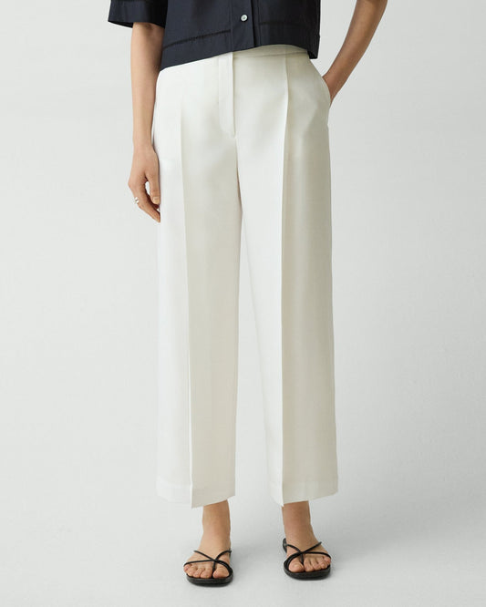 Toriey Deep Pleat Classic Cropped Pant in City Twill